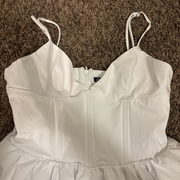 White Zara Corset Bodice Mini Dress - Picture 3 of 8